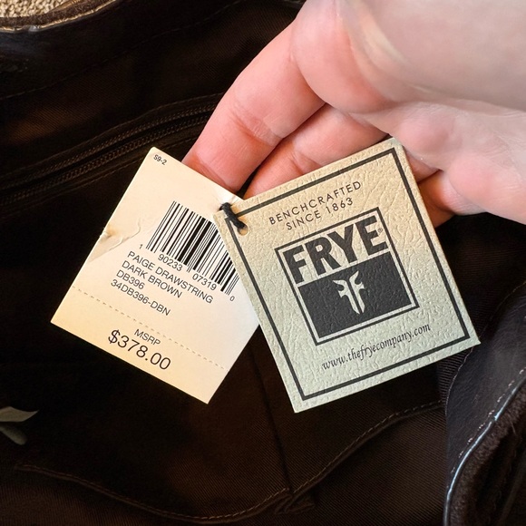 Brown and Black FRYE Suade Leather Paige Drawstring Bucket Bag - Picture 7 of 12